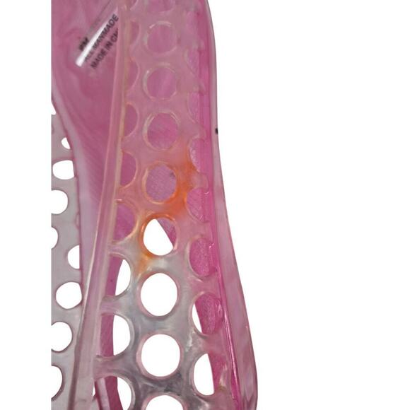 White Mountain Pink Jelly Shoes Polka Dot Cut Outs Small Wedge Heel Sz 9 - Picture 5 of 9